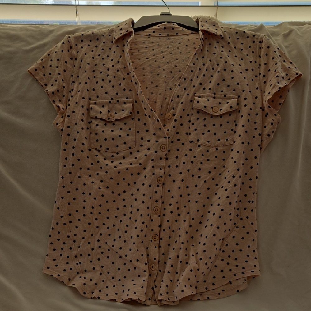 Polka Dot Button-Up Blouse